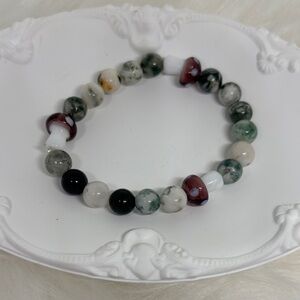 Moss Agate Mushroom Bracelet